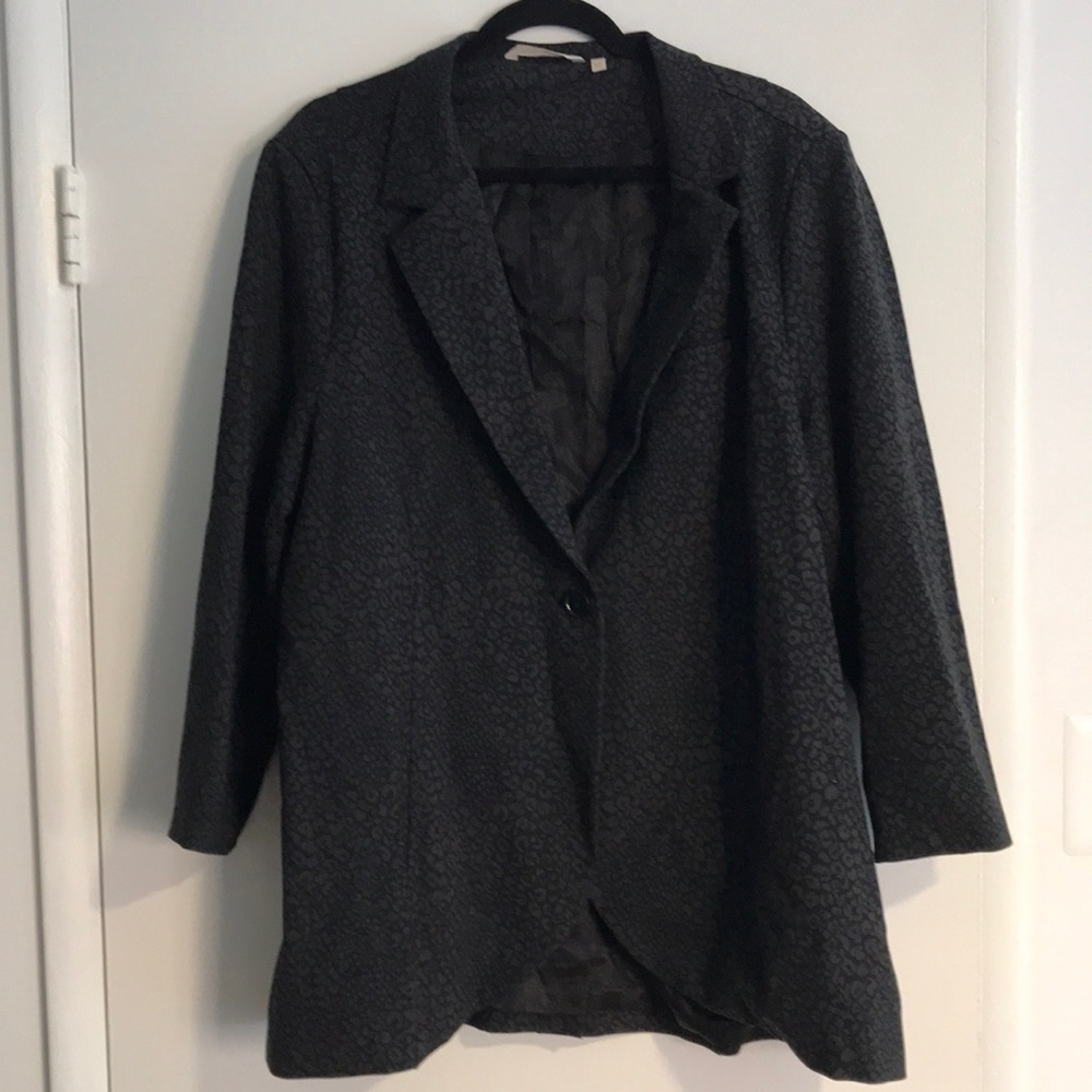 Soft Surroundings Leontine Women’s 2X Single Button Blazer Gray Leopard print